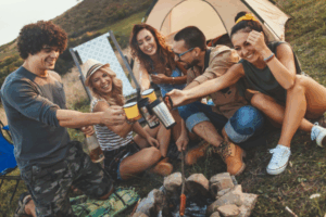 Campfire toast with friends – Good Friday Wellness Psilocybin Magic Mushrooms